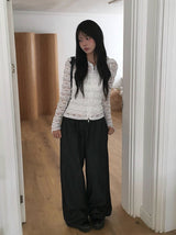 Appe Nonfade Banding Raw Wide Denim Pants