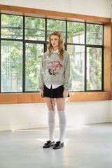  CHARLOTTE CAT RIBBON SWEATSHIRT / MELANGE