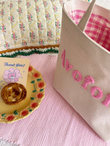 Signature canvas check tote bag