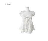 Rijin Flower Frill Flare Chiffon Blouse