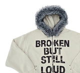 Loud Corduroy Studded Fur Hooded Zip-Up