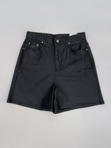 Matte leather wide half pants