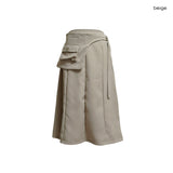 (3color) Pocket Wrap Belt Flare Midi Skirt