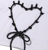 Heart string crop T-shirt (White