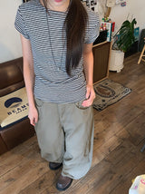 ルツピンタックコットンワイドパンツ