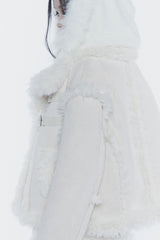 LUNA BELTED SHEARLING JACKET cream
