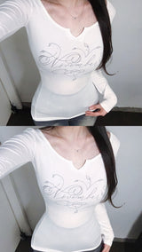 Rose lettering slim fit T-shirt