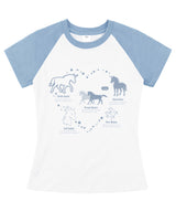ループ ハート ユニコーン ラグラン スリムフィット ショートスリーブ Tシャツ