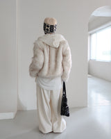 Fluffy fleece hooded zip-up jacket