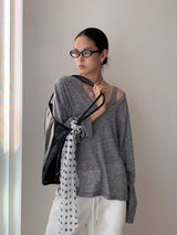 Two-wear loose long-sleeved off-shoulder T-shirt