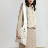 Leather 2 Pocket Flat Bag Set (White)