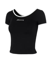 Mwoong コットンジャージースクープTシャツ(ブラック)