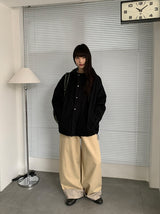 Monique Check Color Matching Cotton Wide Banding Pants