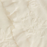 Silk Ruffle Hem Mix Mesh Flower Embroidery Top