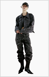 DIAMOND PATCH WASHING BLACK DENIM JACKET