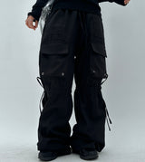 LOVELY BOW-STRING DETAIL CARGO COTTON AUTUMN PANTS - 2 COLOR