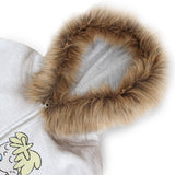 Vintage Spray Fur Angel Hood Zip-up (Lightgray)