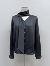 Satin Tie V-Neck Blouse