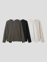 ヘンリーネック長袖Tシャツ 4色