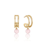 Rose Quartz 925 Silver Hoop Earring E045-05G-RQ