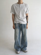rope henley neck short sleeve(2colors)