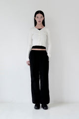 KIRSH PLAIN INCISION WOVEN PANTS [BLACK]