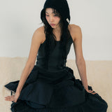 GARMENT DYING HALTER NECK SLEEVLESS (CHARCOAL GREY)