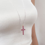 ROSY CROSS MULTI LONG NECKLACE (PINK)