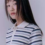 ストライプピケリブTシャツ (MULTI)