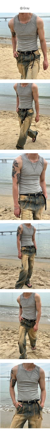 [MUSCLE FIT] Golgi basic fitting sleeveless