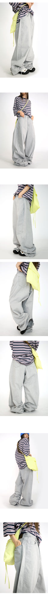 over wide gray pants