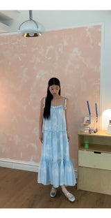 Sky Cloud Cancan Sleeveless Long One Piece