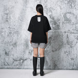 カッティングロゴオーバーサイズフィットTシャツ (BLACK)