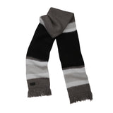 EEERRR Stripe brushed wool knit muffler (Black)