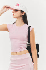 ロゴ キュービック クロップトップ Barbie Pink