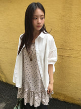 Haril Leaf Shirring Layered Sleeveless Blouse Midi One Piece