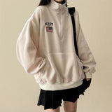 American Flag Coloring Fleece Semi-Zipup Anorak Sweatshirt