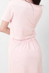 オフショルダースリットロングワンピース Pink