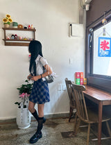 チェックリボンギークシフォンミニスカート