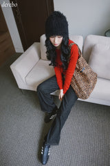 Leopard Layered Dark Denim Pants