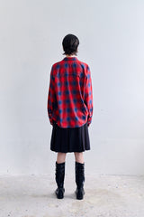 シルバーボタンチェックシャツ RED
