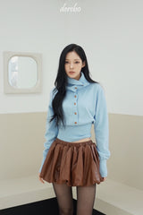 brown leather pumpkin banding skirt