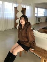 Suede fur hooded jumper (2 colors)