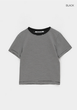 [B-BASIC] ストライプキャップスリーブ半袖Tシャツ 2サイズ