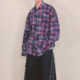 smoke wash check shirt_purple