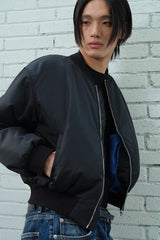 Pleated Bomber Cotton Jacket