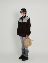 Femme Flower Pattern Quilted Fleece Long Sleeve T-Shirt (Button Detail)