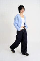 Non-fade slub low denim pants