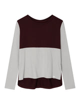 バック リボン ティーシャツ(GREY BURGUNDY)