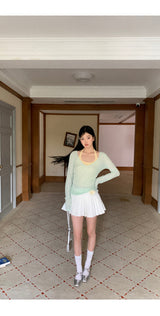Mint Loose-Fit Layered Sleeveless T-shirt( T + sleeveless set)